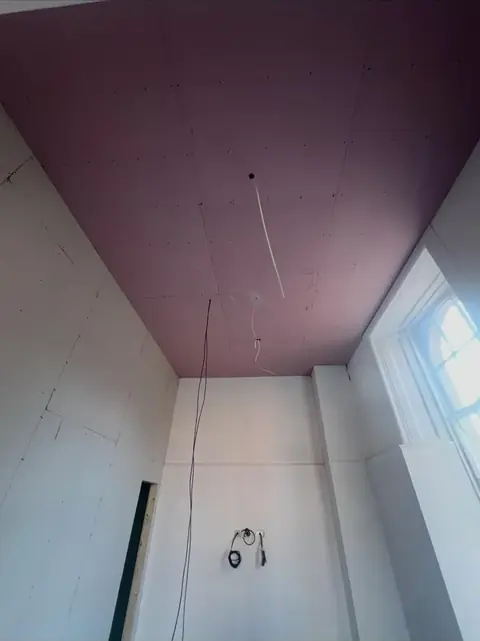 Ceiling and walls boarded
