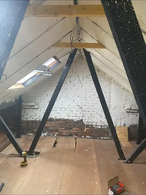 Steel in place and the roof structure opened up